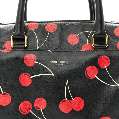 Saint Laurent Calfskin Cherry Print Classic Baby Duffle Black Red 8 of 16