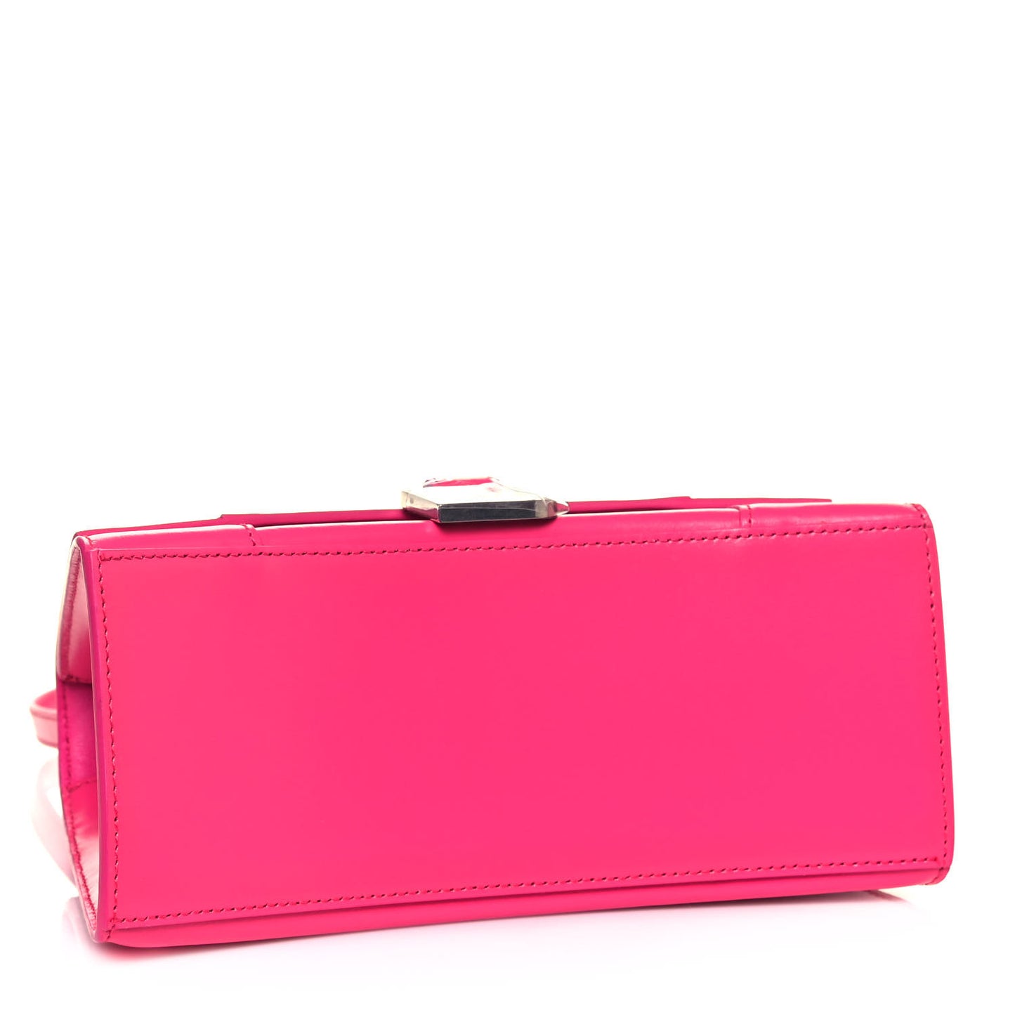 Shiny Box Calfskin Small Hourglass Top Handle Bag Acid Fuchsia