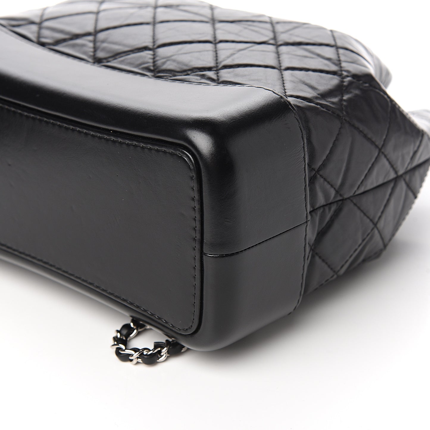 Aged Calfskin Quilted Gabrielle Backpack Black