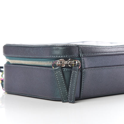 Chanel Iridescent Caviar Quilted Medium CC Filigree Vanity Case Dark Turquoise 5 of 9