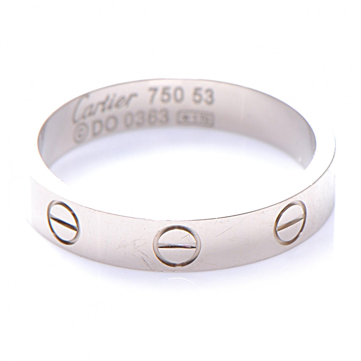 Cartier 18k White Gold LOVE Ring Size 53 6.5 1 of 5