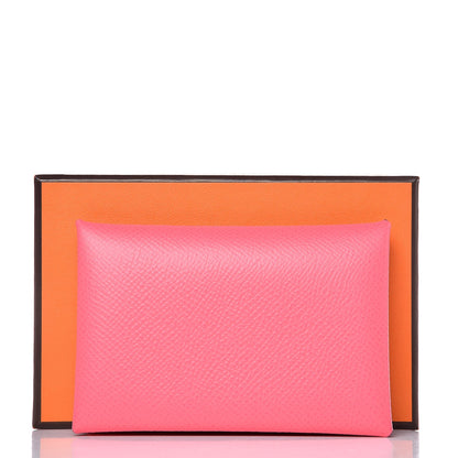 Hermes Epsom Calvi Card Case Rose Azalee 8 of 8