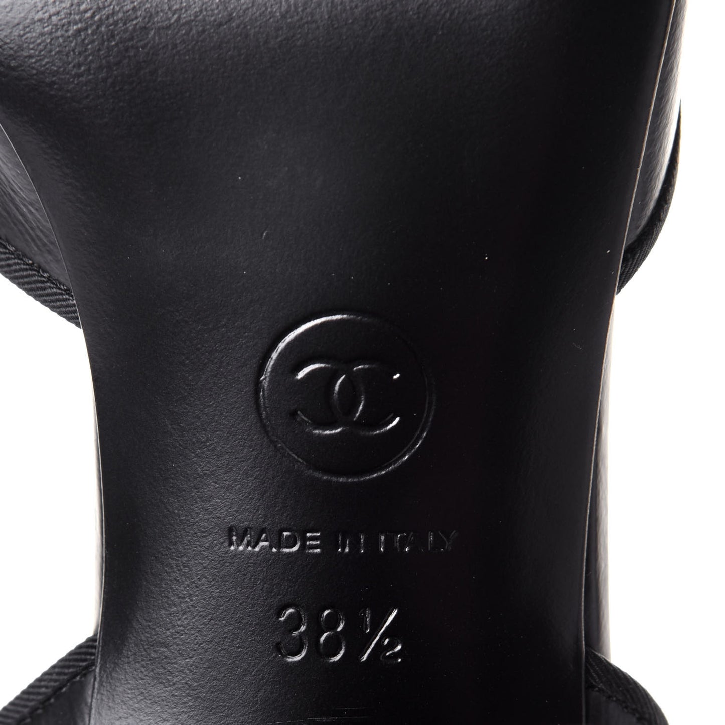 Calfskin Chain CC Sandals 38.5 Black