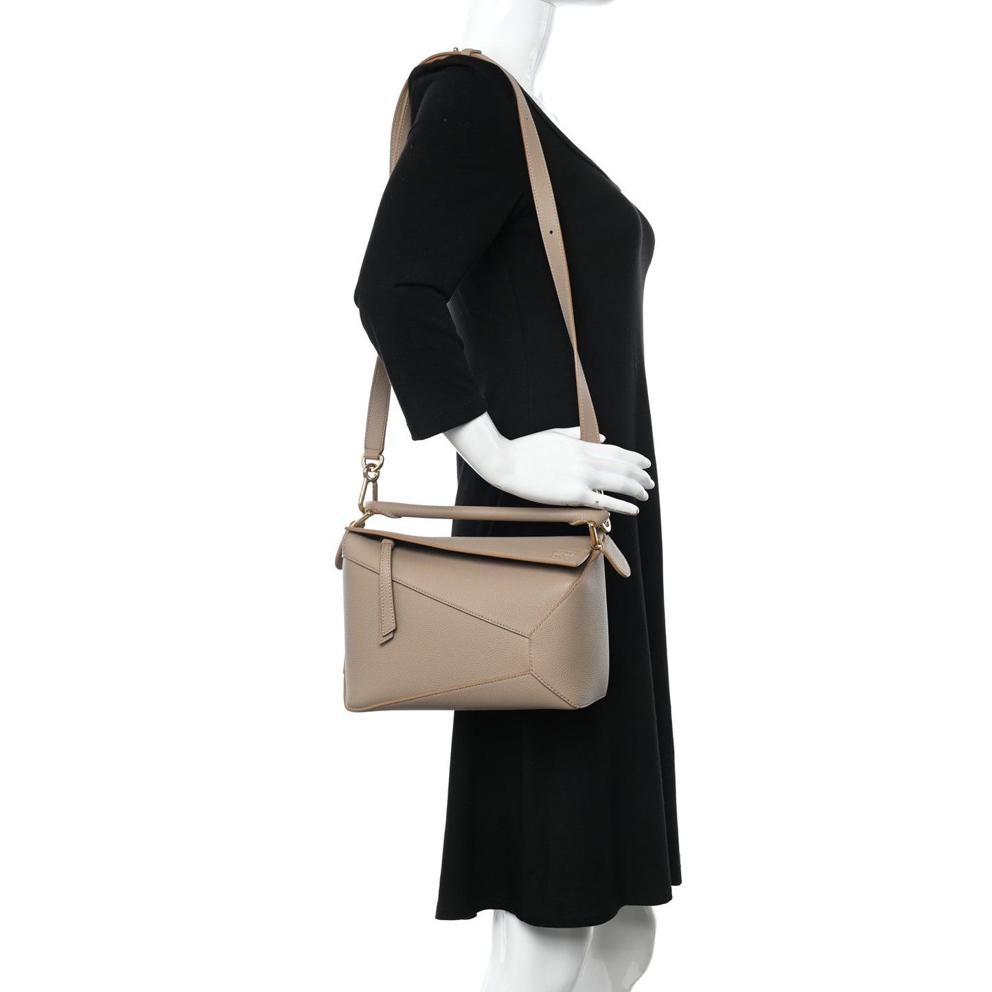 Grained Calfskin Small Puzzle Edge Bag Sand