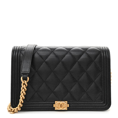 Chanel Caviar Quilted Boy Wallet On Chain WOC Black 1 of 12