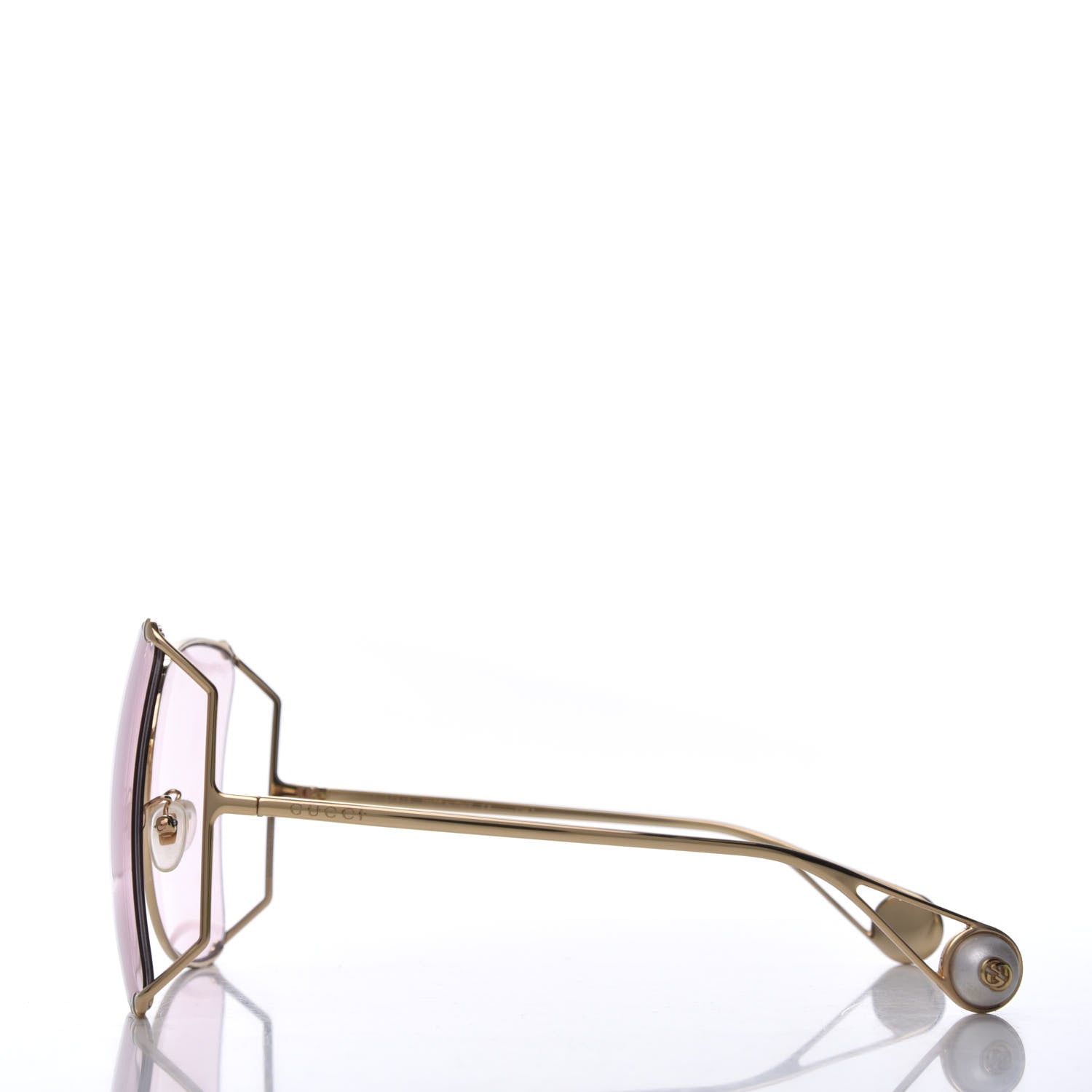 Gucci Metal Oversized Round Sunglasses GG0252S Gold Pink 2 of 7