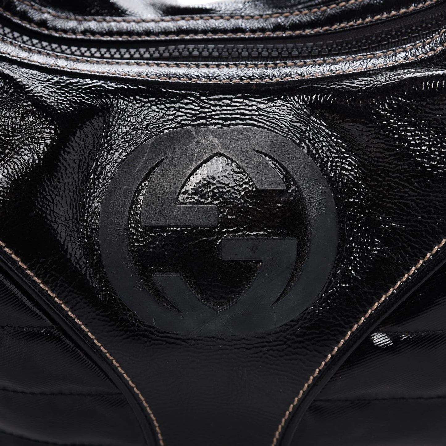 Patent Calfskin Medium Snow Glam Hobo Black