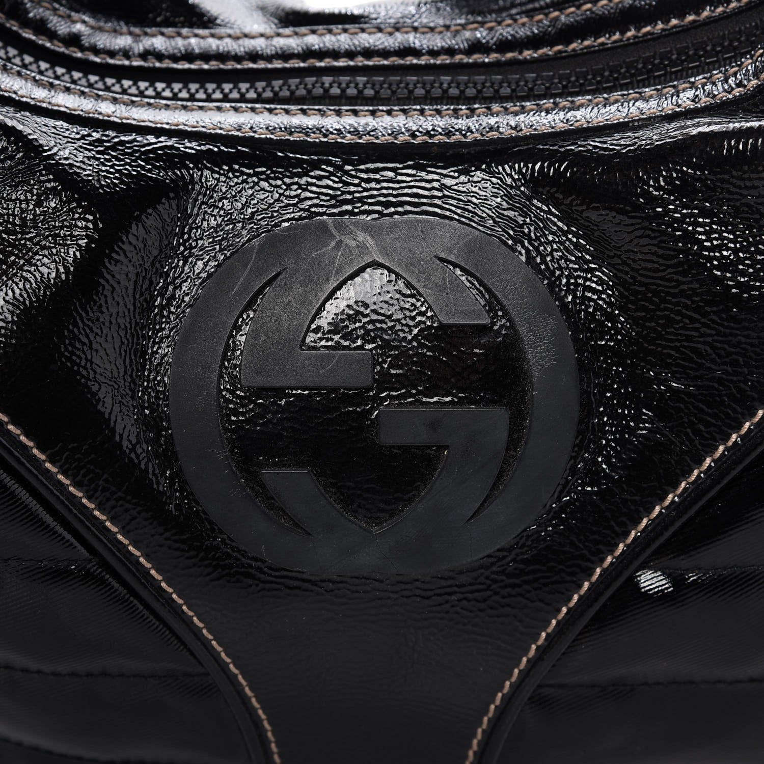 Gucci Patent Calfskin Medium Snow Glam Hobo Black 10 of 13