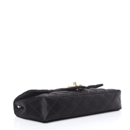 Chanel Satin Quilted Jeweled East West Flap Black 4 of 9