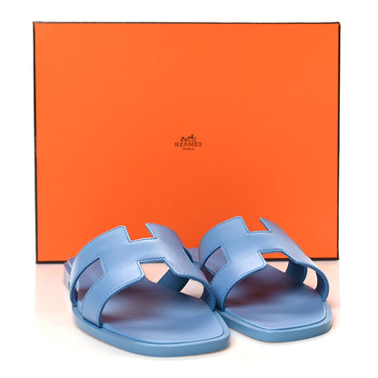 Hermes Box Calfskin Oran Sandals 35 Bleu Cameo 9 of 9