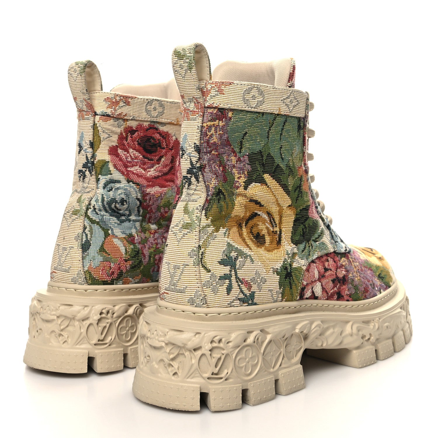 Louis Vuitton Canvas LV Baroque Ranger Floral Boots 8.5 Beige 4 of 8