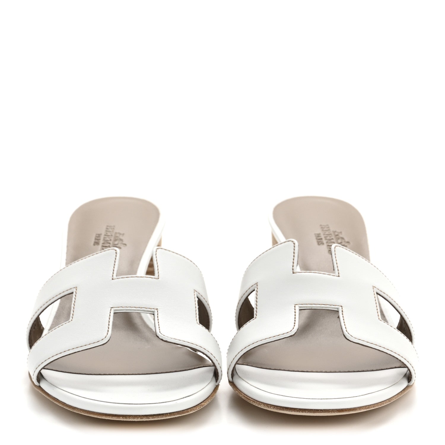 Hermes Calfskin Oasis Sandals 37.5 White 3 of 9