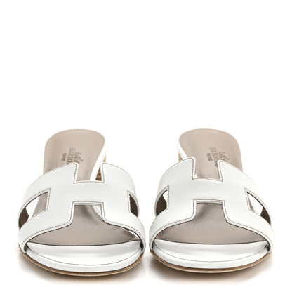 Hermes Calfskin Oasis Sandals 37.5 White 3 of 9