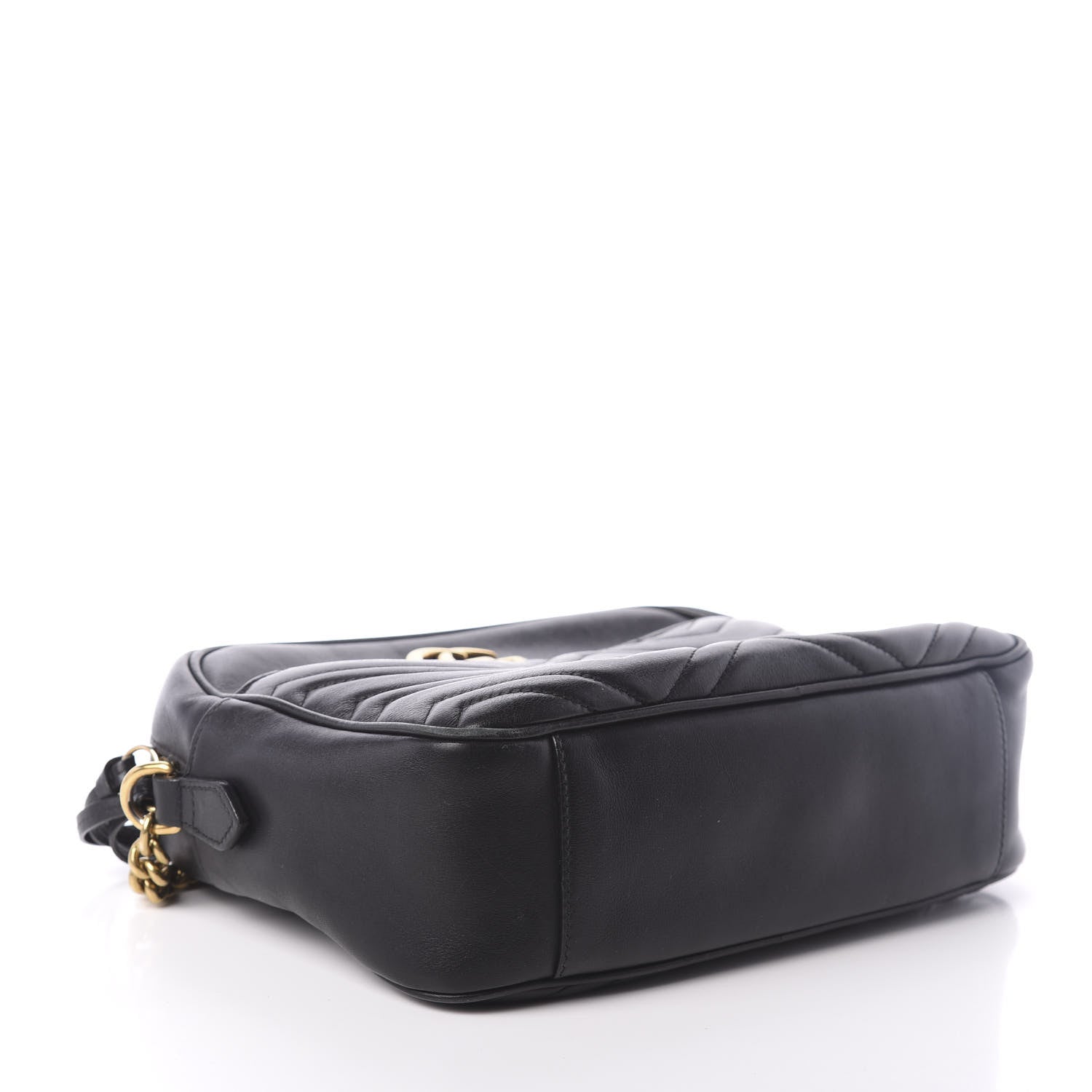 Gucci Calfskin Matelasse Medium GG Marmont Chain Shoulder Bag Black 4 of 9
