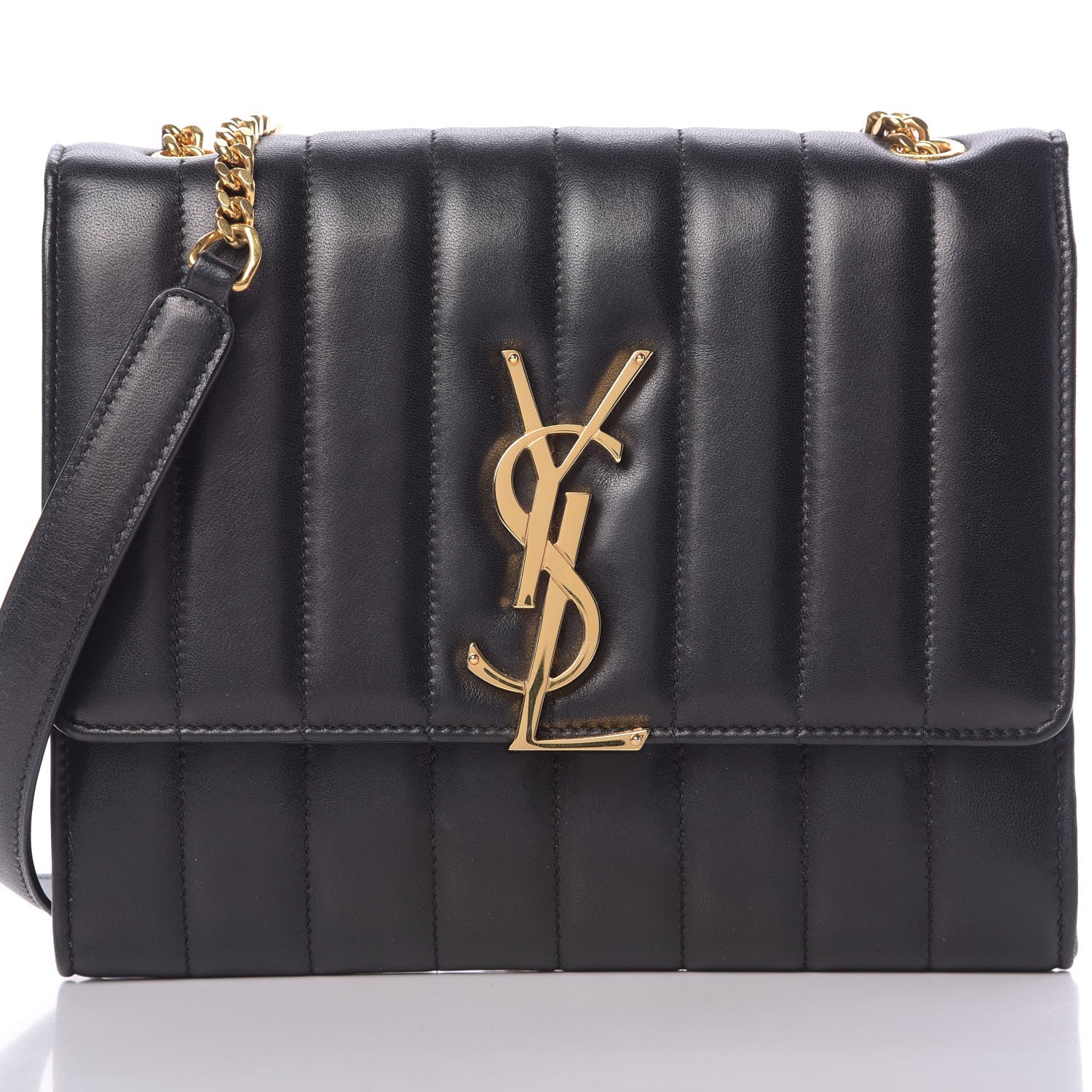 Saint Laurent Lambskin Matelasse Monogram Vicky Chain Wallet Black 8 of 14