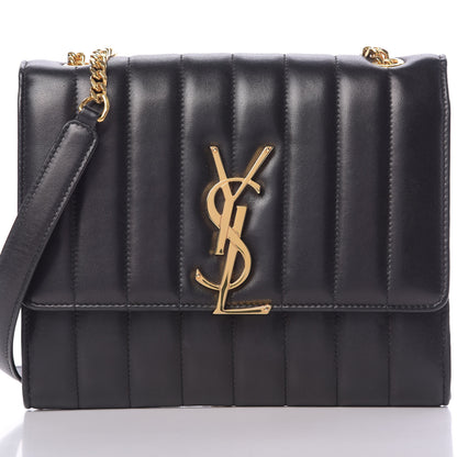 Saint Laurent Lambskin Matelasse Monogram Vicky Chain Wallet Black 8 of 14