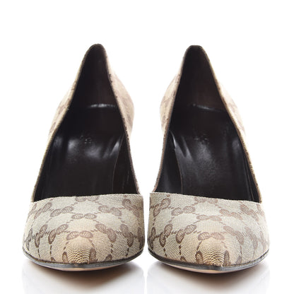 Gucci Monogram Malaga Kid Pumps 9 Biege Ebony Cocoa 2 of 8