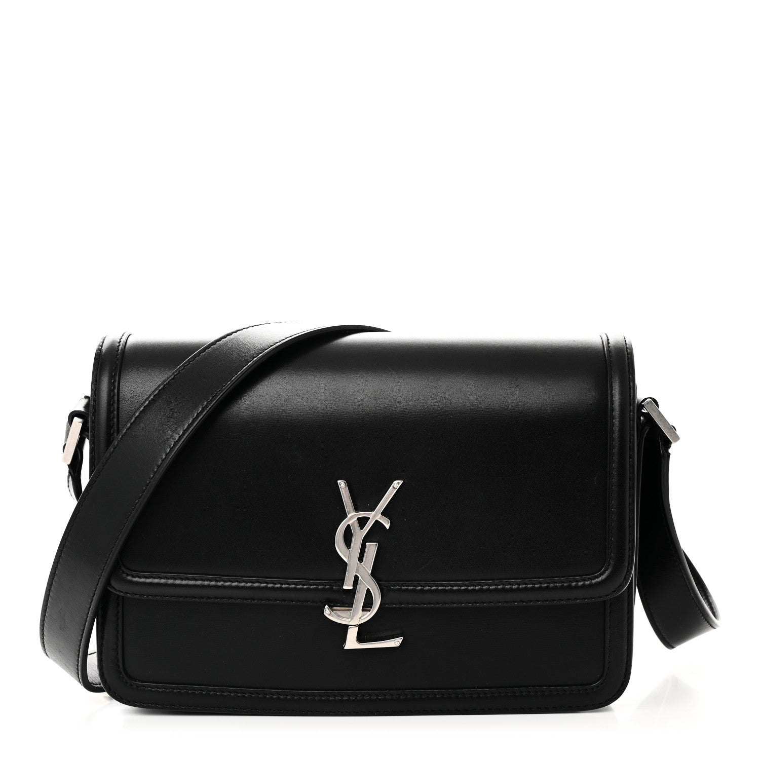 Saint Laurent Box Calfskin Monogram Medium Solferino Satchel Black 1 of 10
