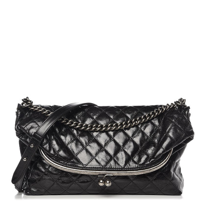 Chanel Glazed Calfskin Quilted Framed Shoulder Bag Black 1 of 7