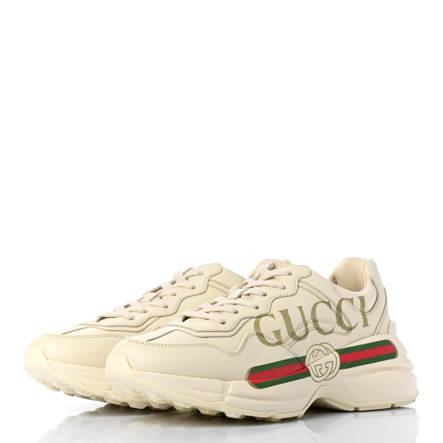 Gucci Calfskin Logo Womens Rhyton Sneakers 37 Ivory 3 of 11