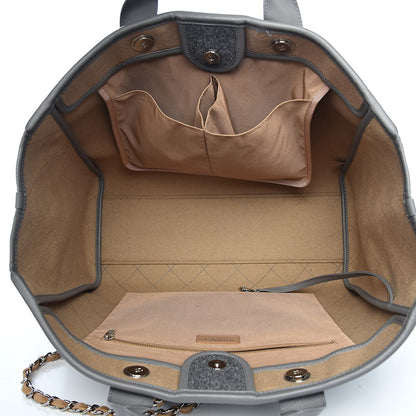 Chanel Wool Felt Large Deauville Tote Grey Beige 5 of 11