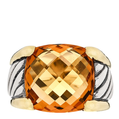 David Yurman Sterling Silver 18K Yellow Gold Citrine Cable Cocktail Ring 49 5 1 of 6