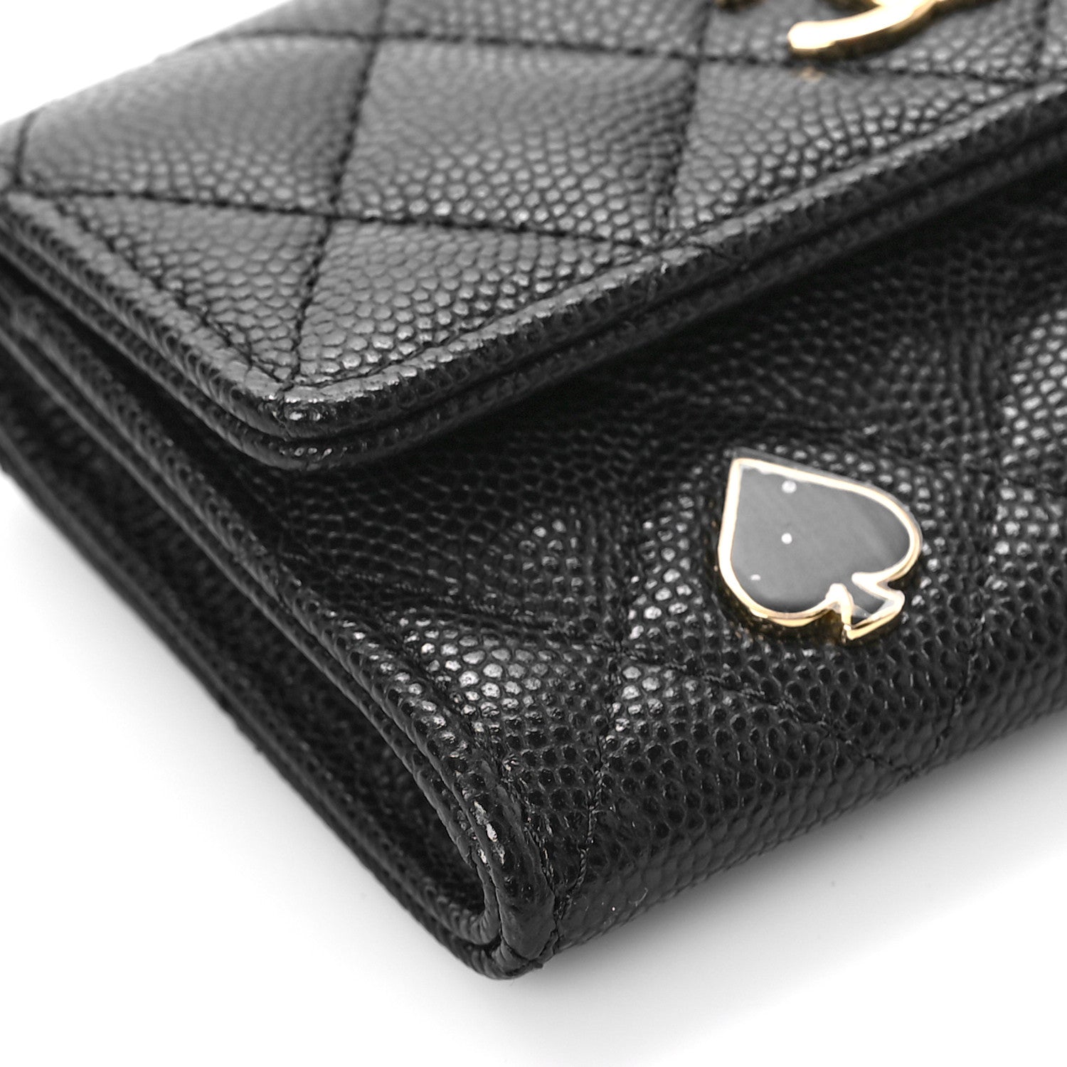 Chanel Caviar Quilted Enamel Coco Casino Flap Card Holder Wallet Black 7 of 9