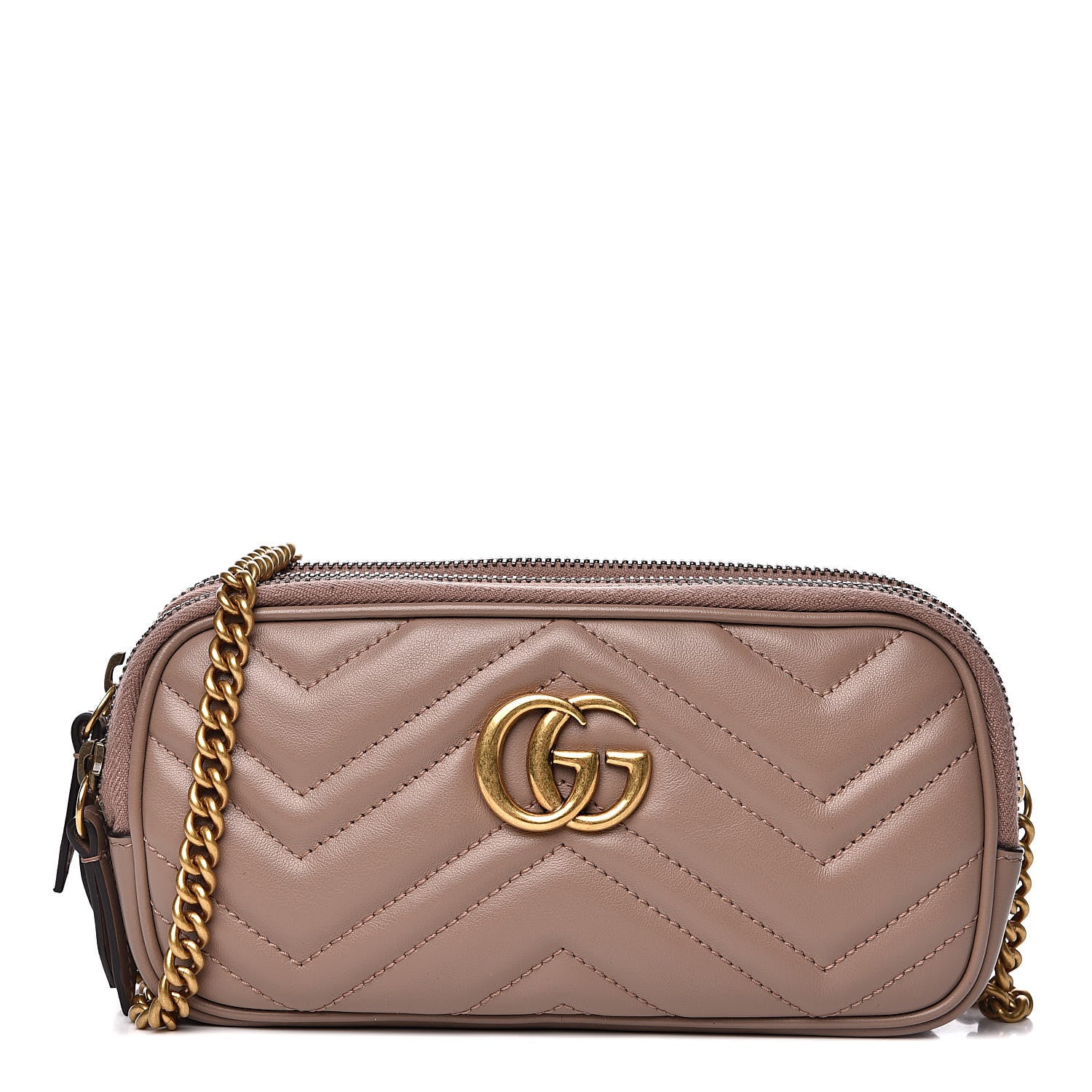 Gucci Calfskin Matelasse Mini GG Marmont Chain Crossbody Bag Porcelain Rose 1 of 12