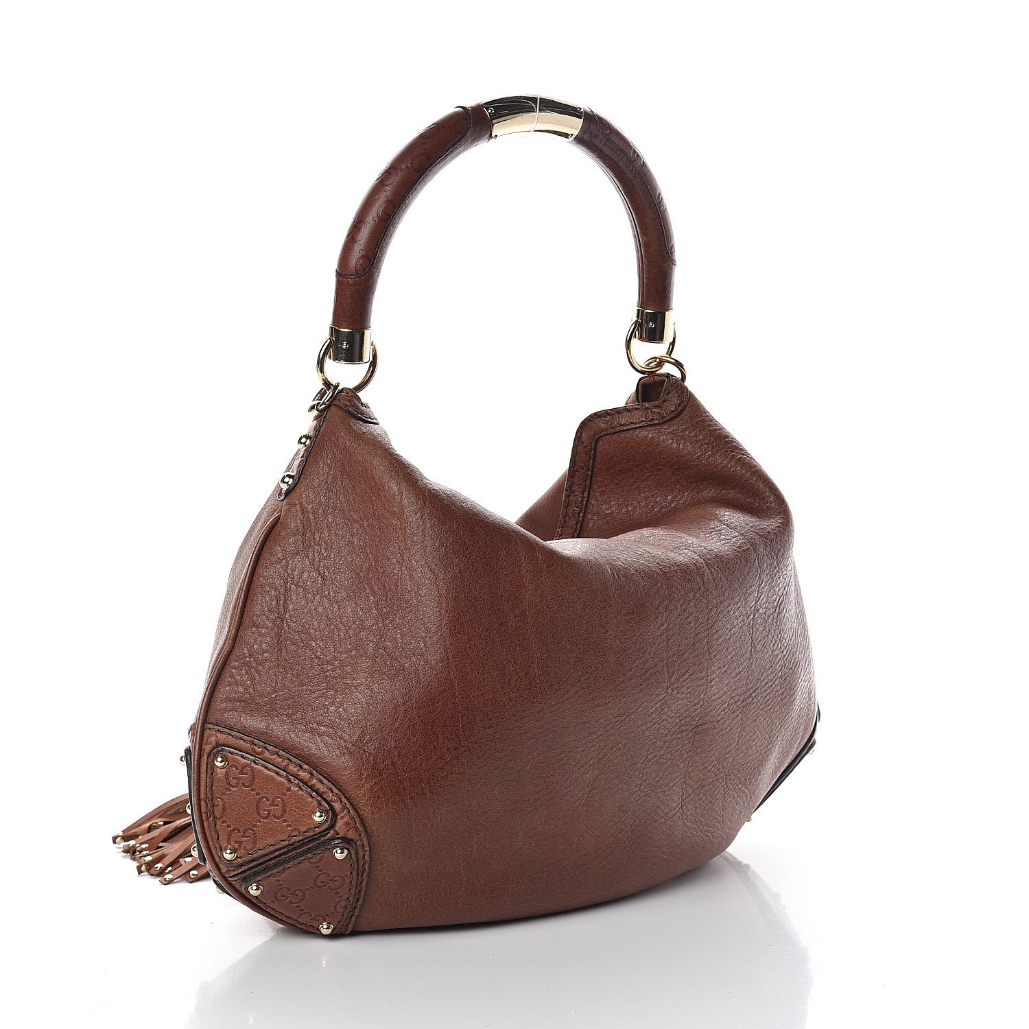 Gucci Calfskin Large Indy Top Handle Hobo Brown 2 of 8
