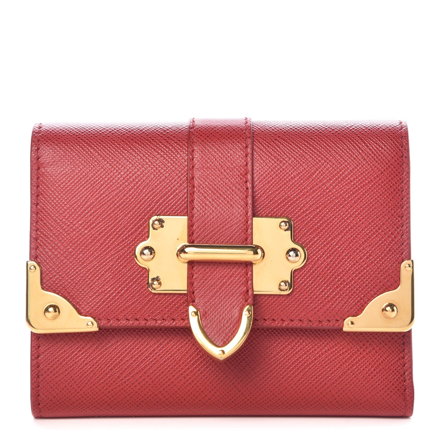 Prada Saffiano Cahier Compact Flap Wallet Fuoco 1 of 7
