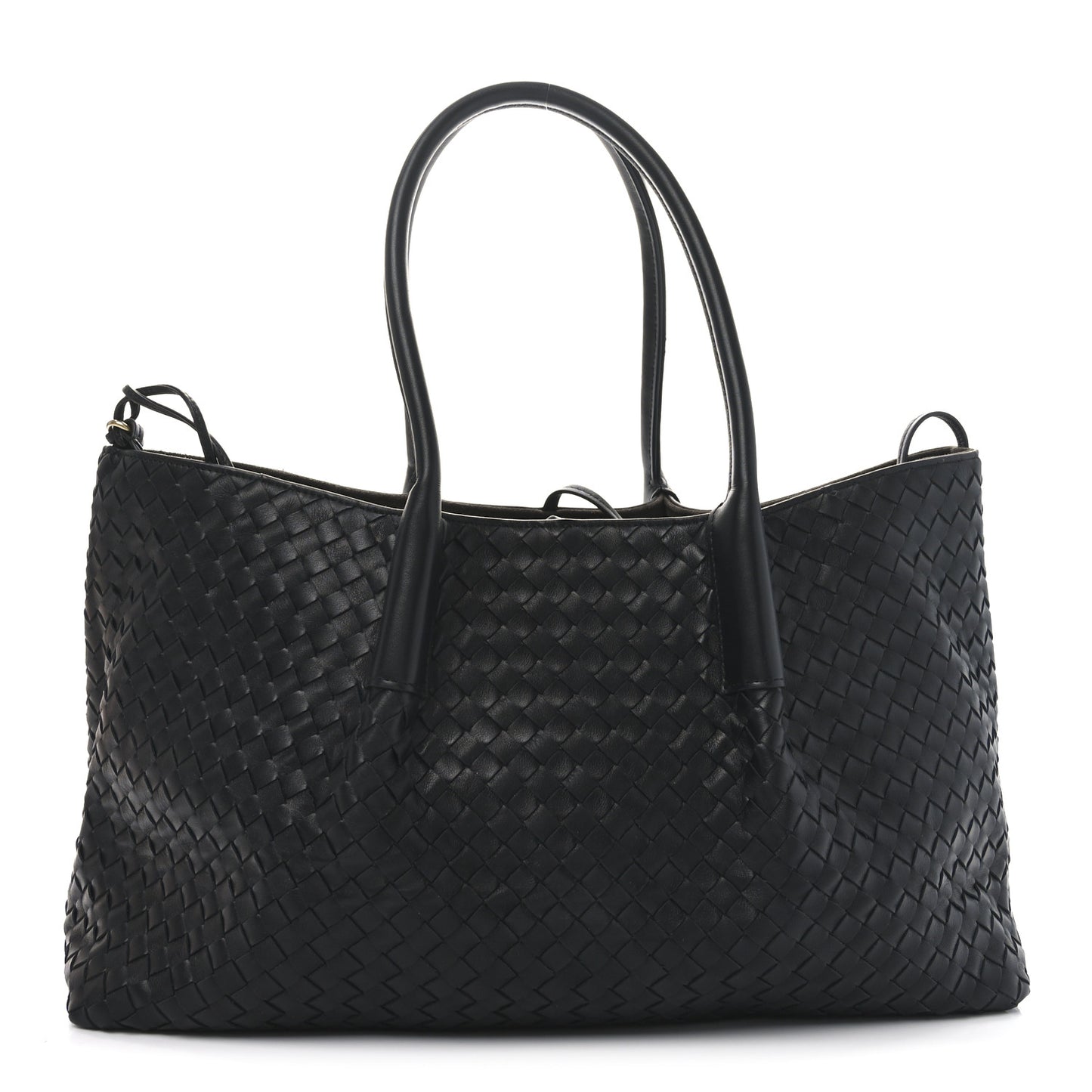 Calfskin Intrecciato Pinacoteca Reversible Tote Black Fondant