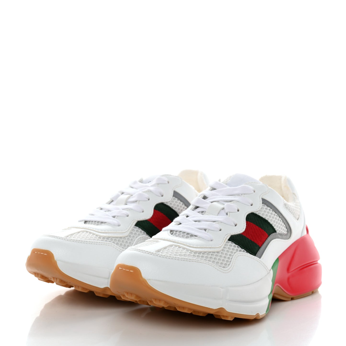 Lavaredo Eco Fabric Mesh Web Womens Rhyton Reflective Sneakers 36 Great White Green Red Silver