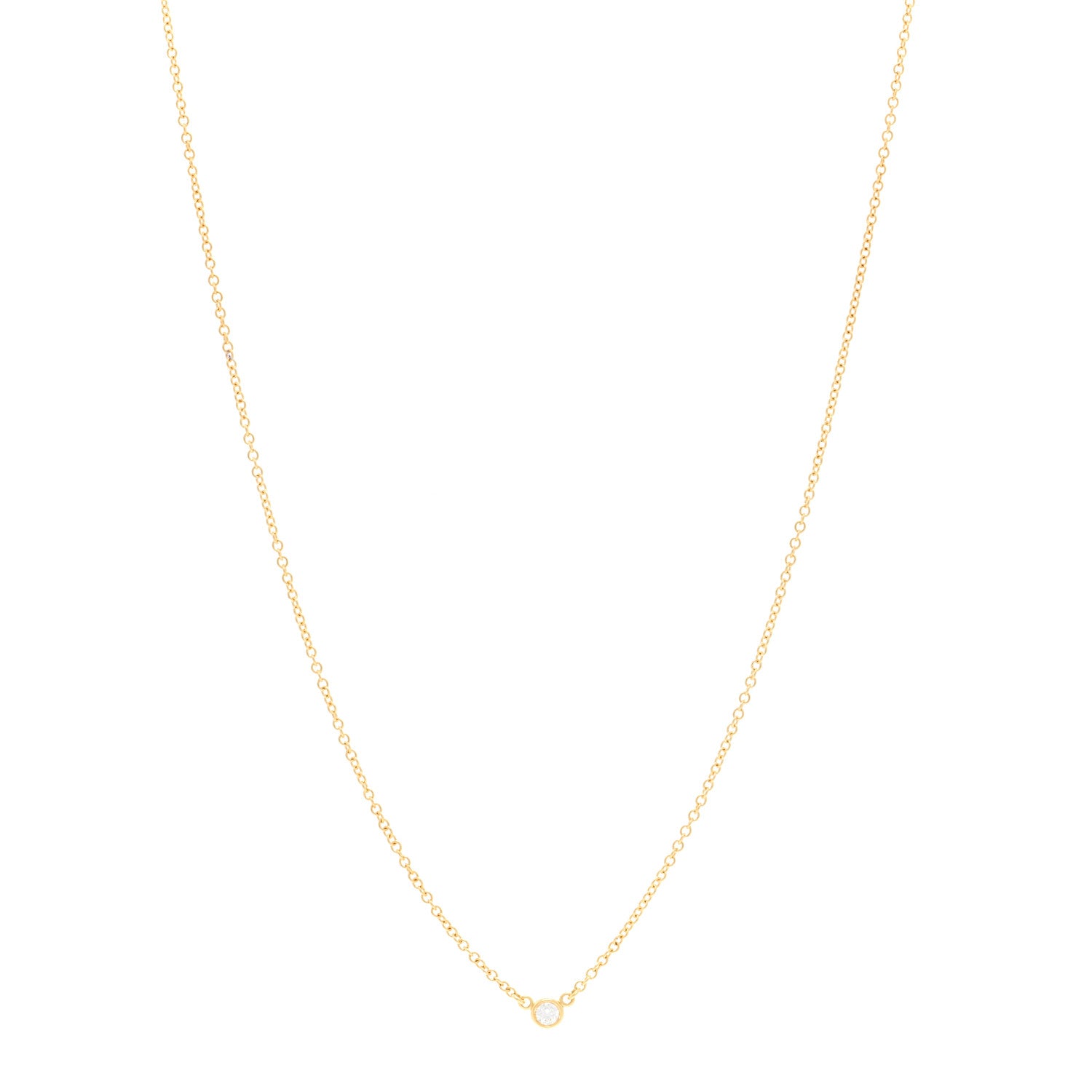 Tiffany 18K Yellow Gold Diamond .05ct Elsa Peretti Diamonds by the Yard Pendant Necklace 1 of 5