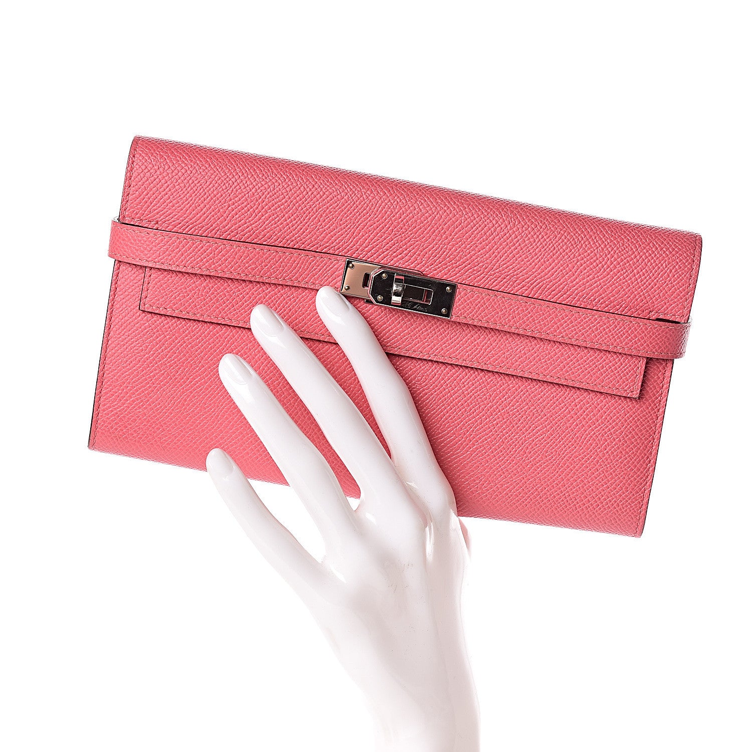 Hermes Epsom Kelly Longue Wallet Rose Azalee 2 of 10