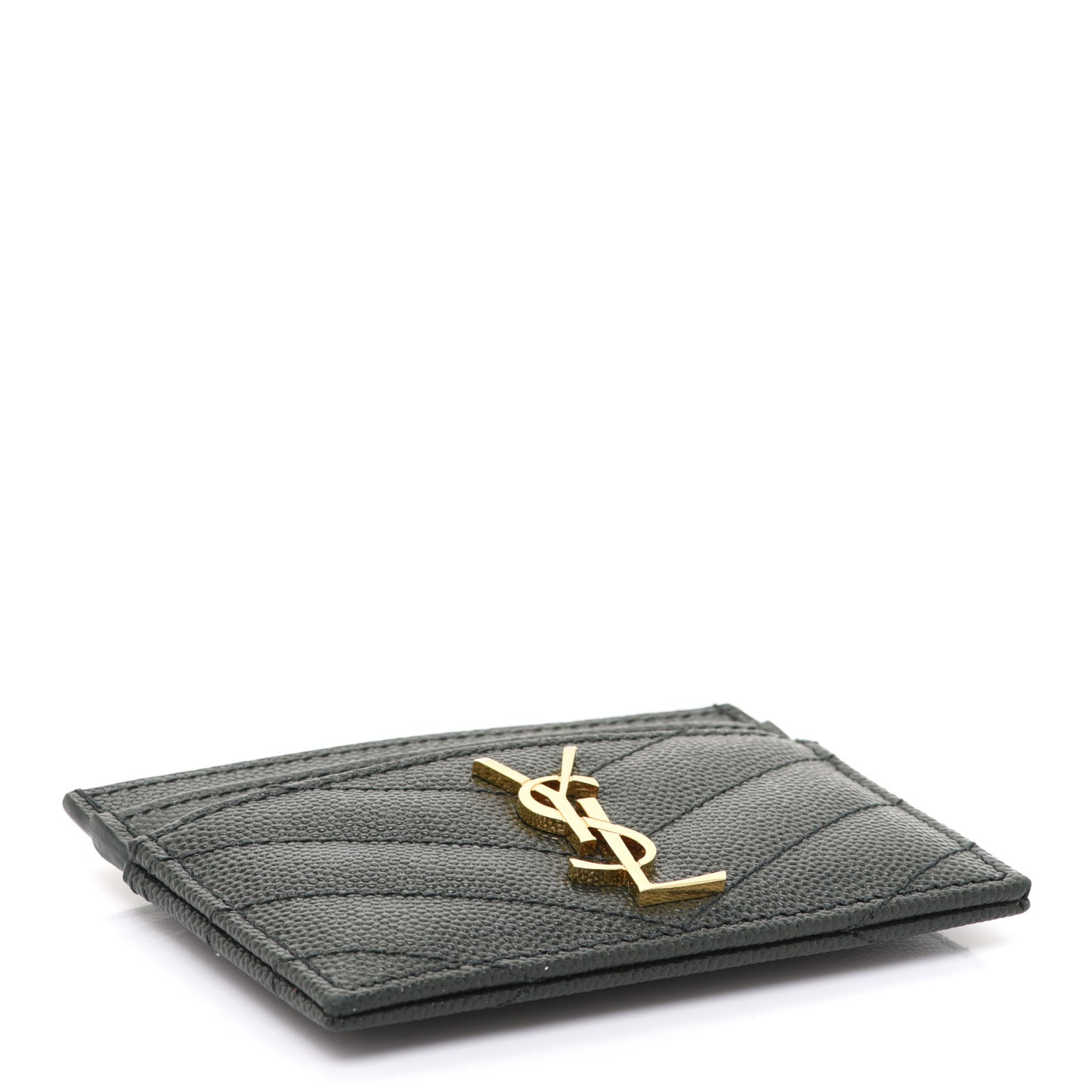 Grain De Poudre Matelasse Chevron Monogram Credit Card Case Peacock Green