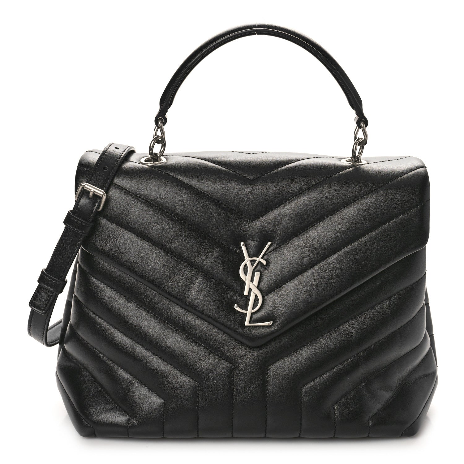 Saint Laurent Calfskin Y Quilted Monogram Medium Loulou Satchel Black 1 of 9