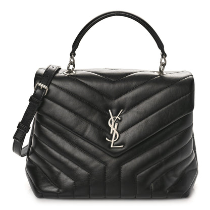 Saint Laurent Calfskin Y Quilted Monogram Medium Loulou Satchel Black 1 of 9