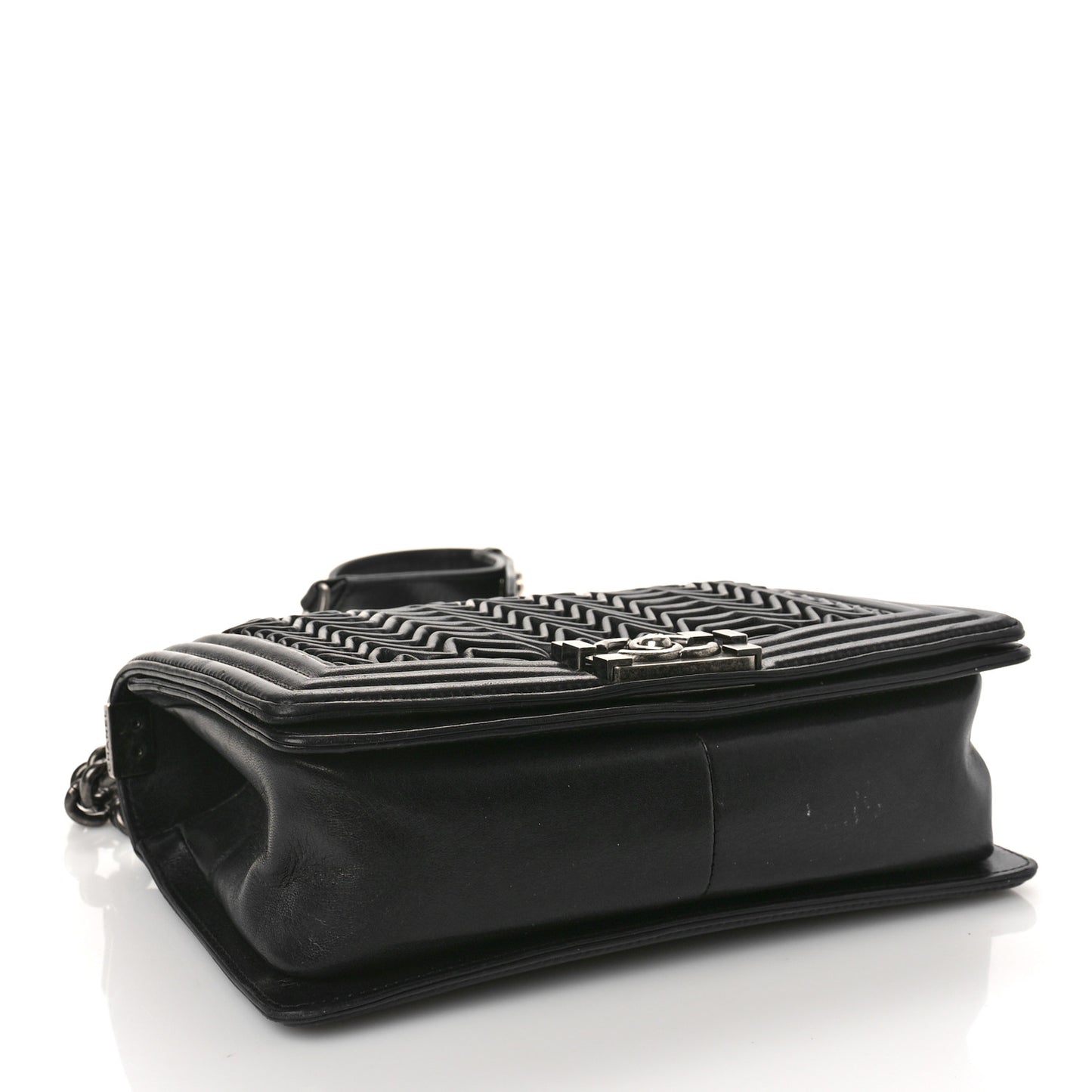 Calfskin Pleated Medium Boy Flap Black