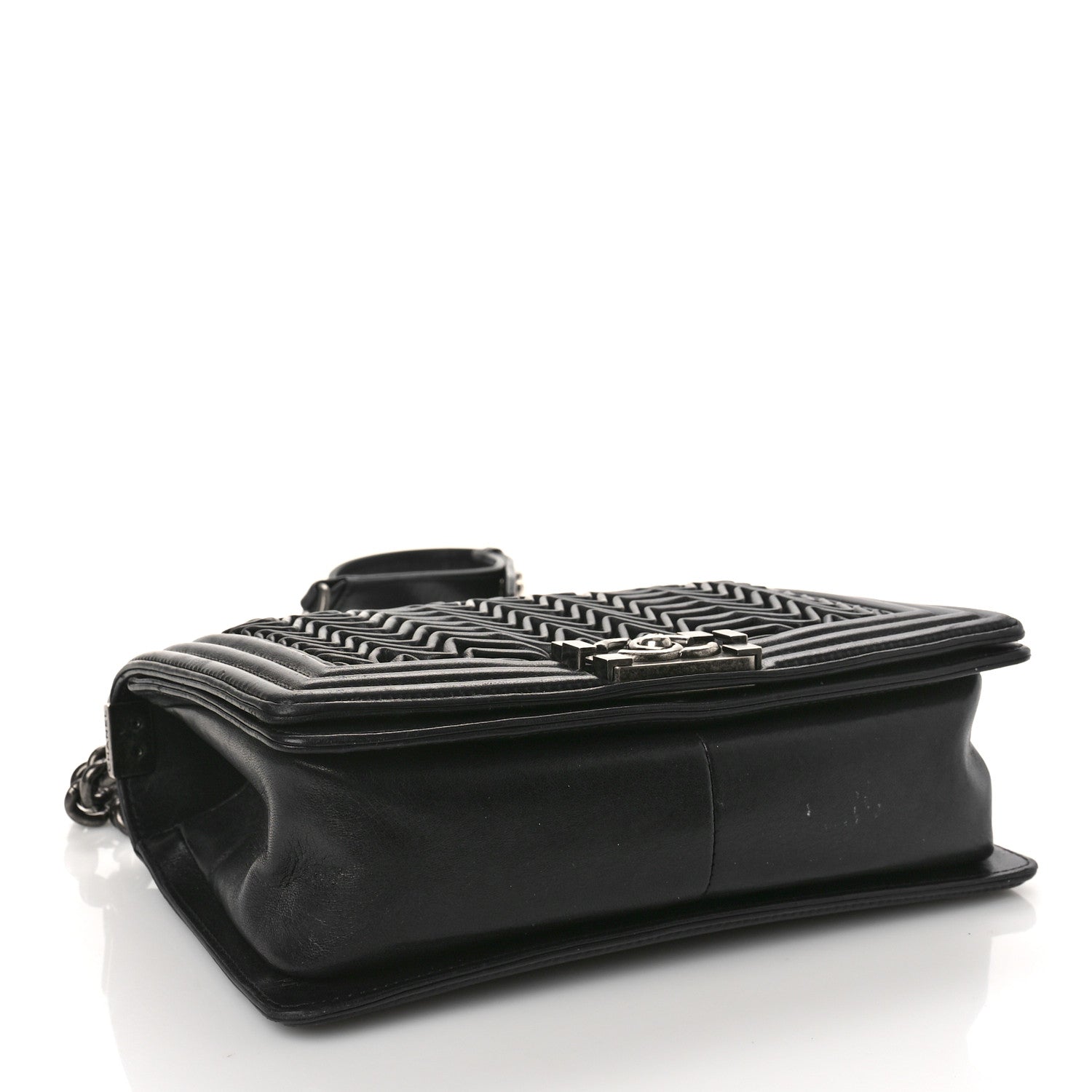 Chanel Calfskin Pleated Medium Boy Flap Black 4 of 12