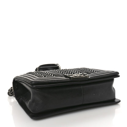 Chanel Calfskin Pleated Medium Boy Flap Black 4 of 12