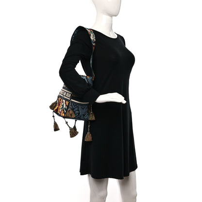 Christian Dior Canvas Embroidered Paisley D-Bubble Bucket Bag Blue Multicolor 3 of 8