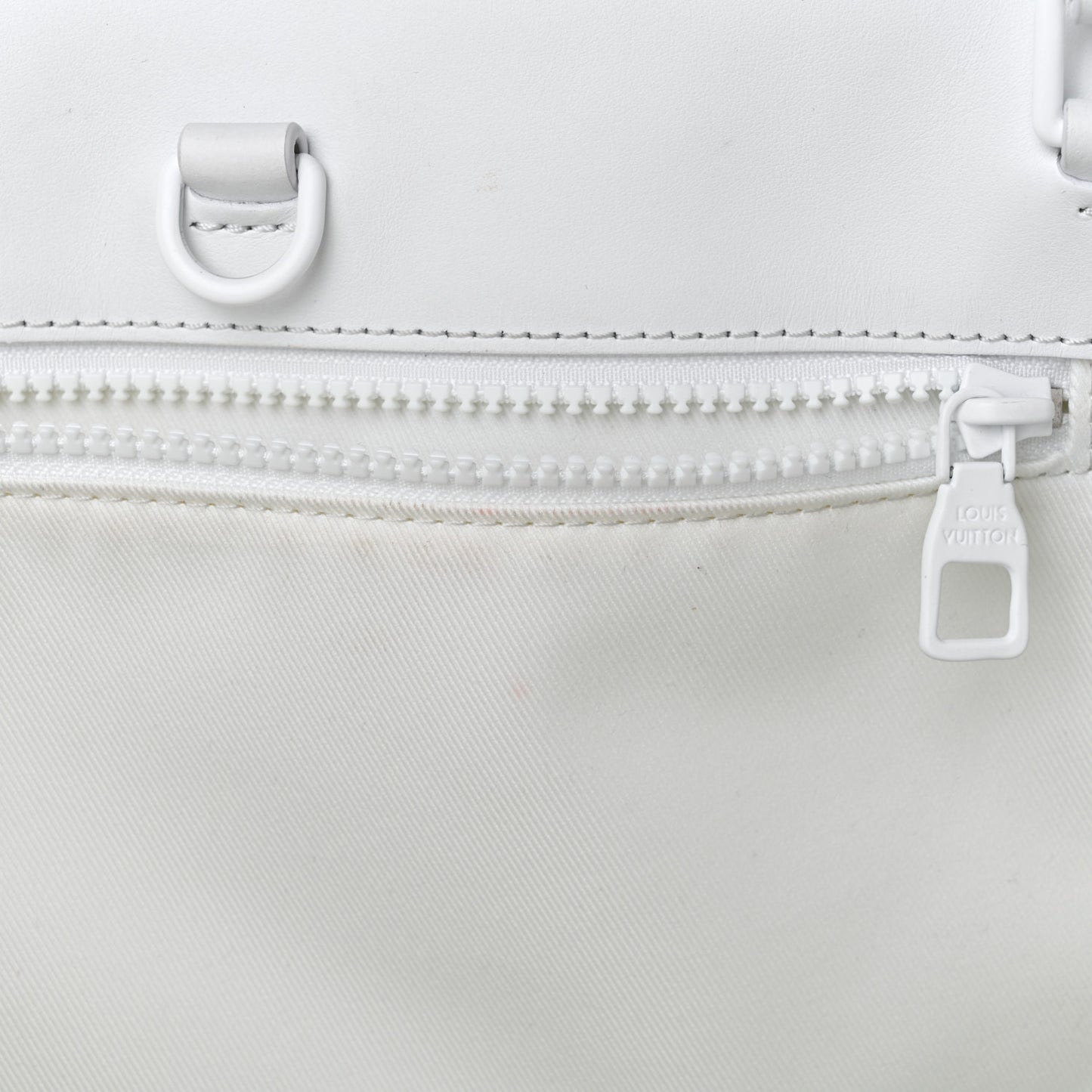 Calfskin LV Ornament Sac Plat 24H Optic White