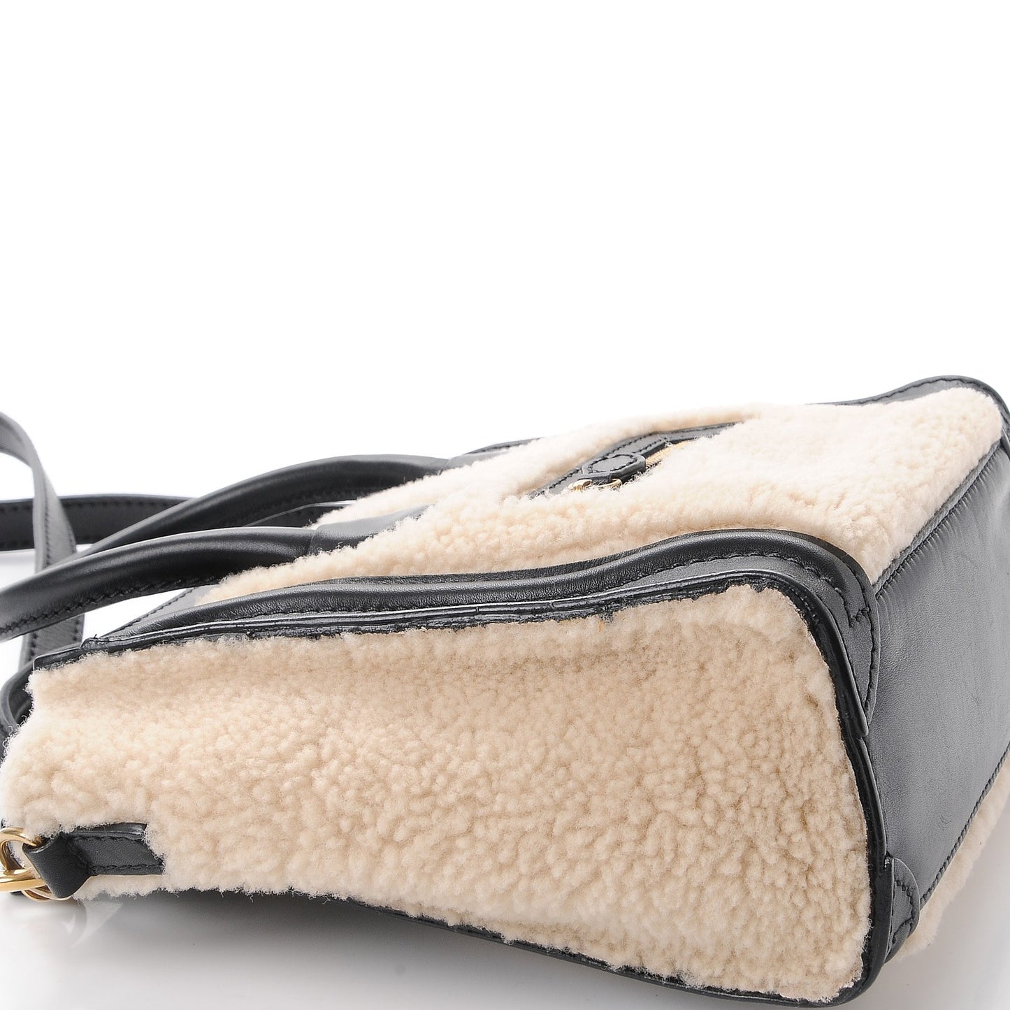 Smooth Calfskin Shearling Nano Luggage Cream