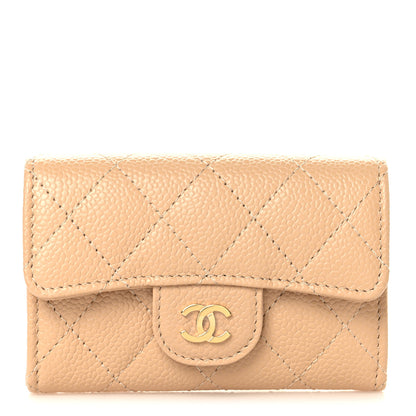 Chanel Caviar Quilted Flap Card Holder Wallet Beige 1 of 9