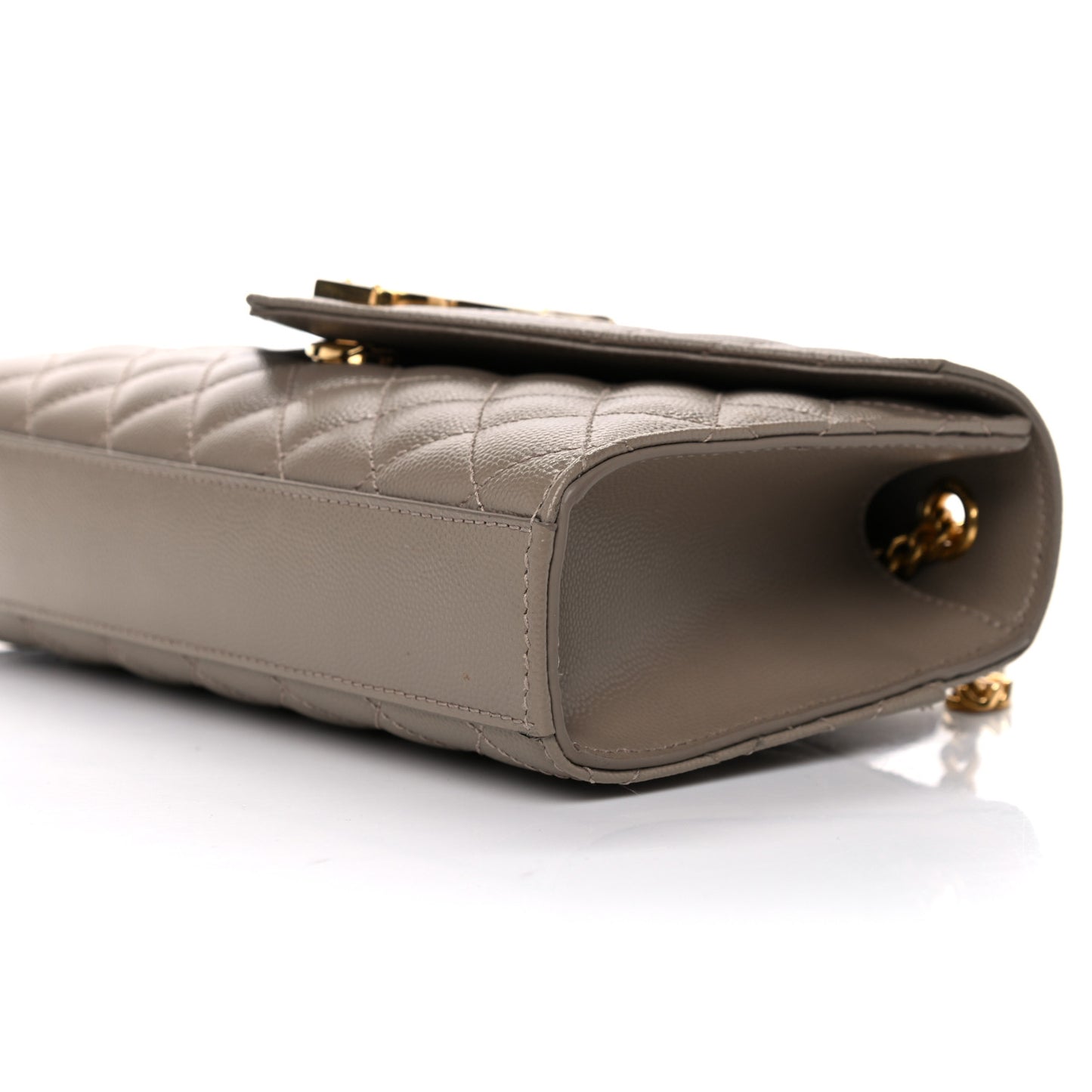Grain De Poudre Textured Mixed Matelasse Triquilt Small Monogram Satchel Dark Beige