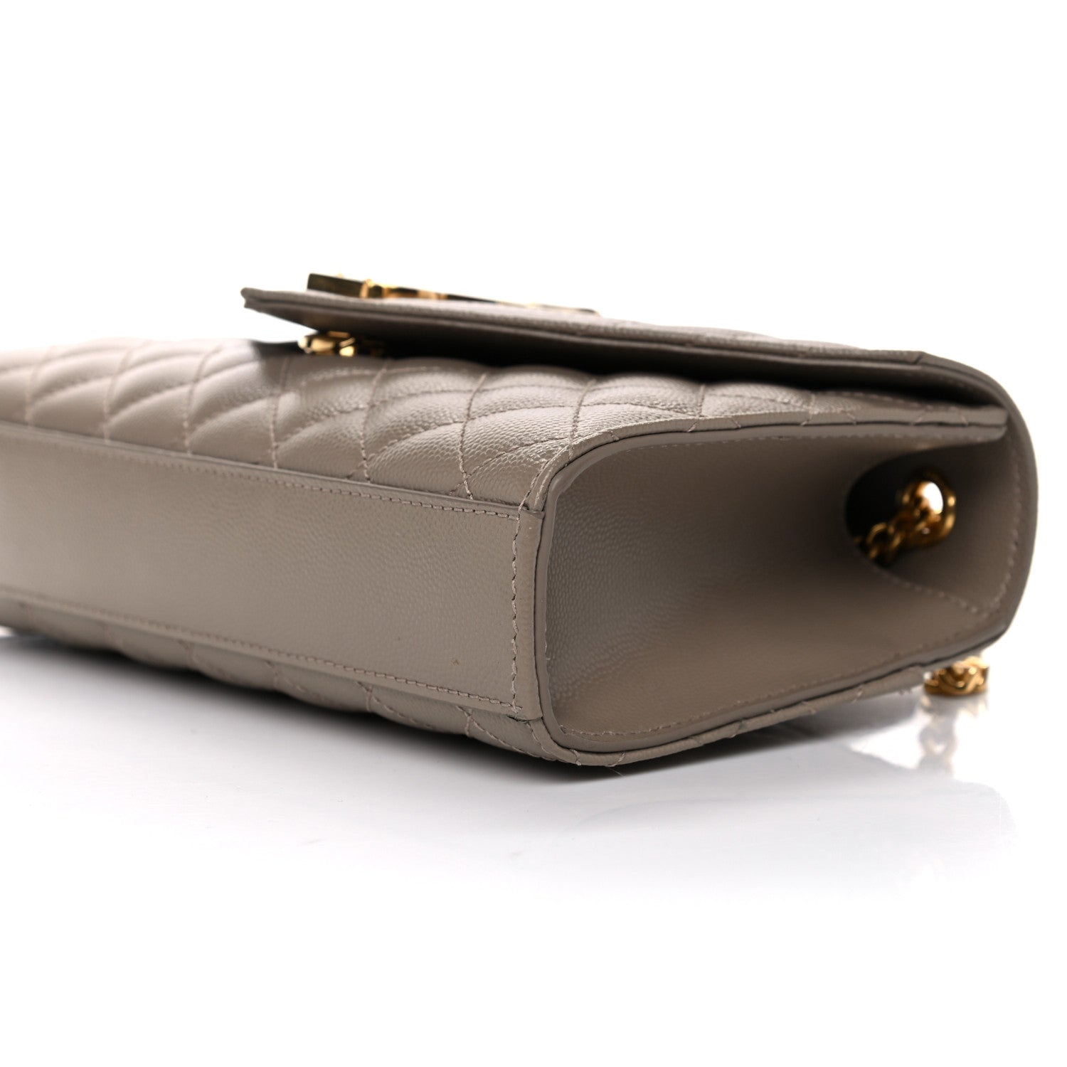 Saint Laurent Grain De Poudre Textured Mixed Matelasse Triquilt Small Monogram Satchel Dark Beige 6 of 11