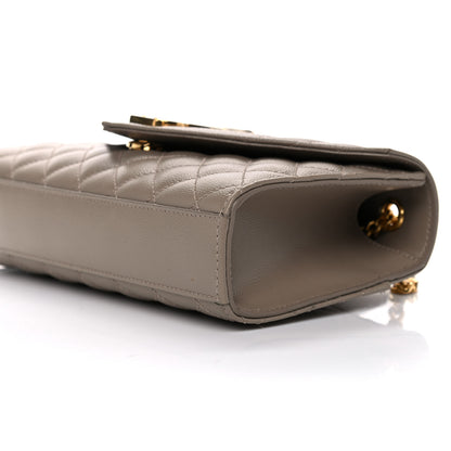 Saint Laurent Grain De Poudre Textured Mixed Matelasse Triquilt Small Monogram Satchel Dark Beige 6 of 11