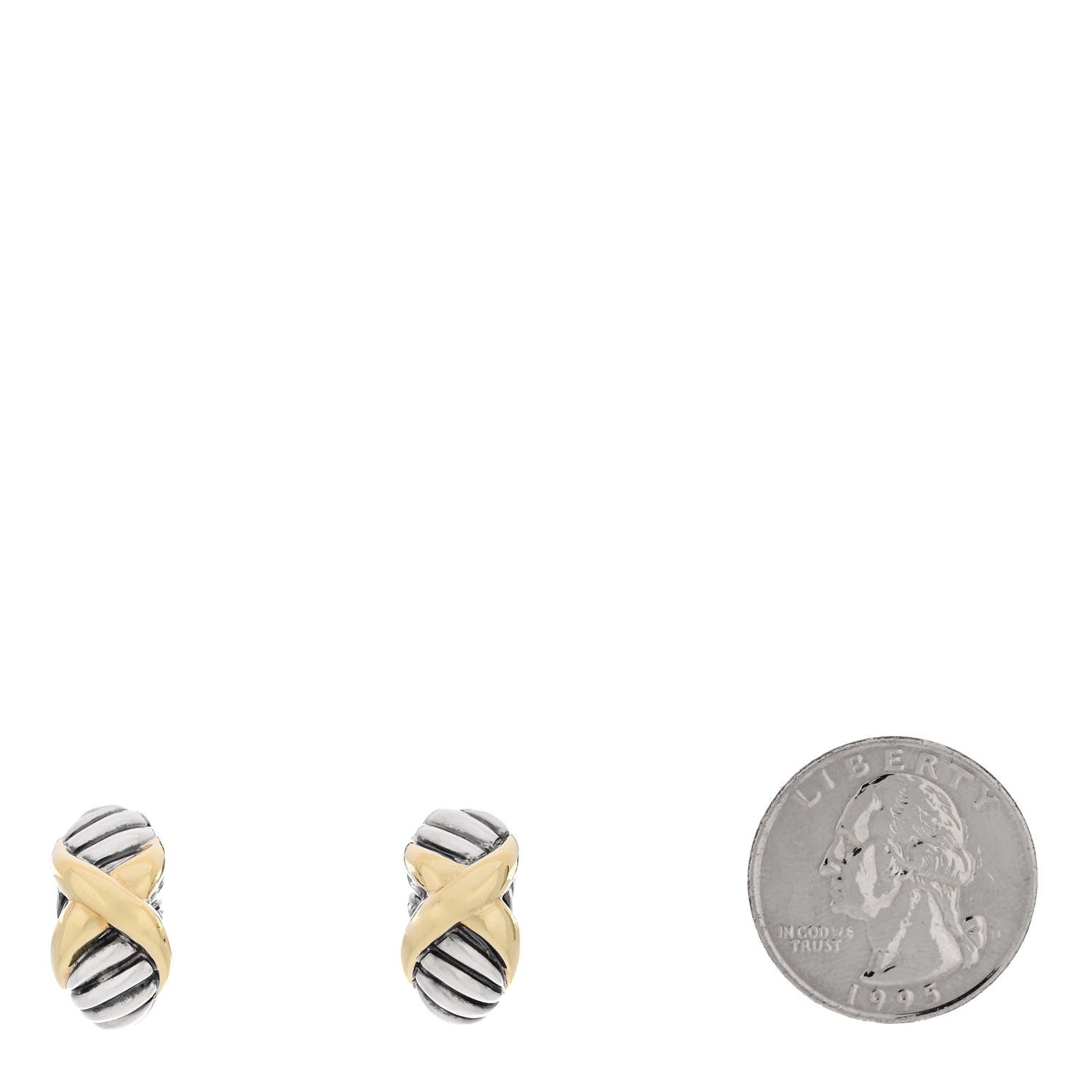 David Yurman Sterling Silver 18K Yellow Gold X Earrings 2 of 4