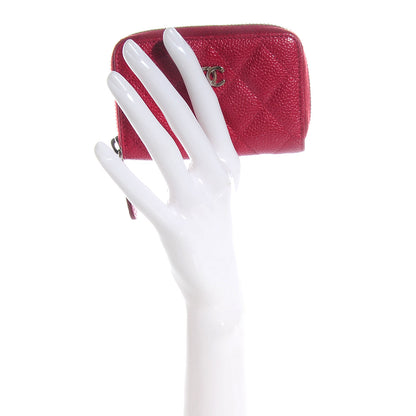 Chanel Caviar Quilted Zip Coin Purse Dark Pink 2 of 8