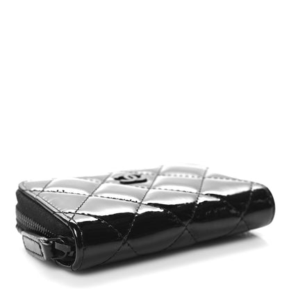 Chanel Patent Calfskin Quilted Zip Coin Purse Wallet So Black 4 of 8